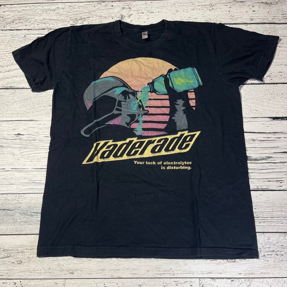 Vaderade American Apparel Graphic T-Shirt Star Wars Funny Electrolytes Tee L